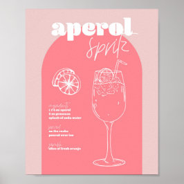 Póster Receta de Aperol Spritz rosa inspirada en retro vi