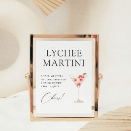 Póster Receta de barra de cóctel Martini de Lychee