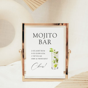 Póster Receta de barra de coctelería Mojito