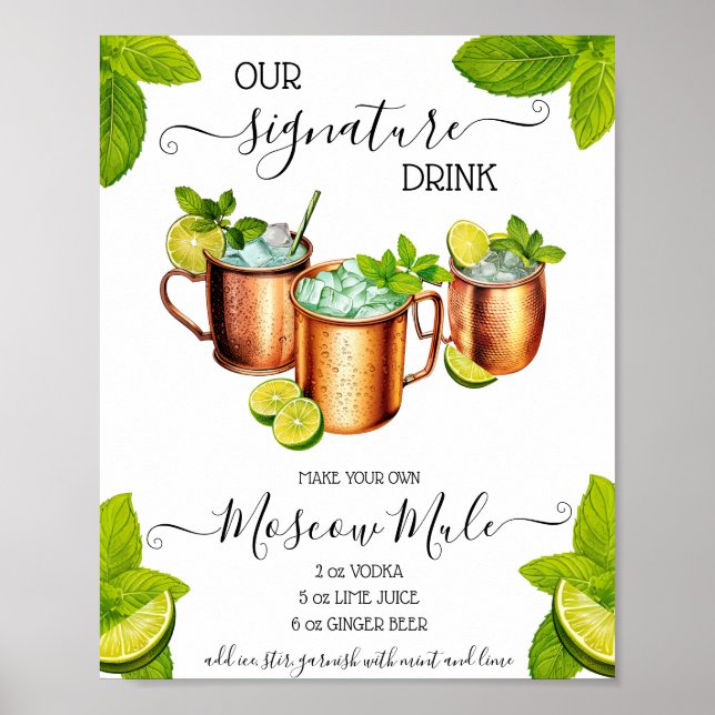 Póster Receta de bebida emblemática Sip, Sip Hooray Mosco (Frente)