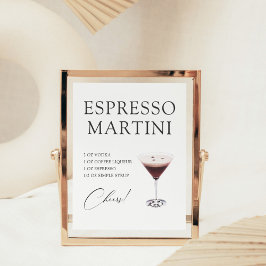 Póster Receta de Cóctel de Bar de Martini de Espresso