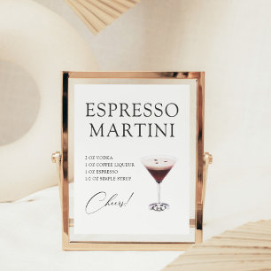 Póster Receta de Cóctel de Bar de Martini de Espresso