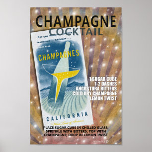 Póster RECETA DE CÓCTEL DE CHAMPÁN MCM vers 2