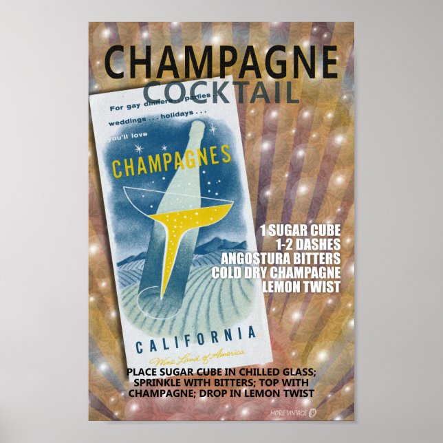 Póster RECETA DE CÓCTEL DE CHAMPÁN MCM vers 2 (Frente)