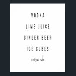 Póster Receta de cóctel de mula de Moscú<br><div class="desc">Receta de cóctel de mula de Moscú</div>