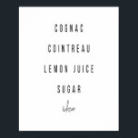 Póster Receta de cóctel de Sidecar<br><div class="desc">Receta de cóctel de Sidecar</div>