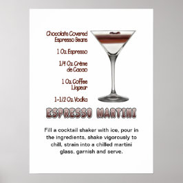 Póster Receta de cóctel Espresso Martini Art 18"x24"