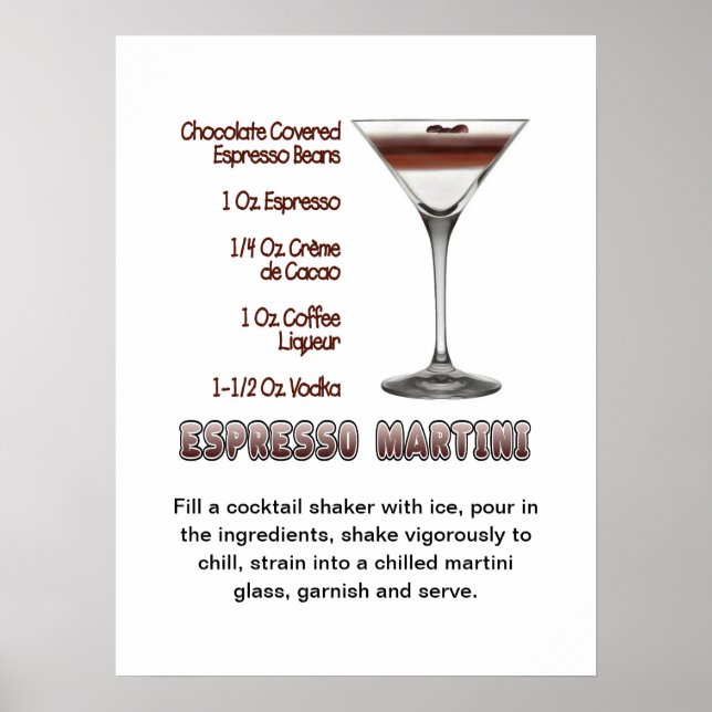 Póster Receta de cóctel Espresso Martini Art 18"x24" (Frente)