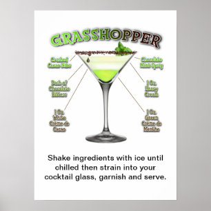 Póster Receta de cóctel GRASSHOPPER de 18" x 24"