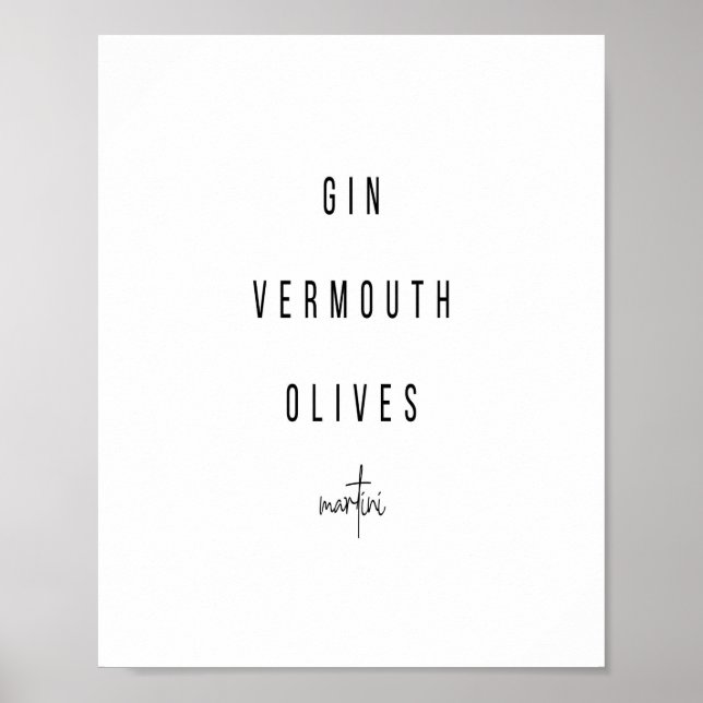 Póster Receta de cóctel Martini (Frente)