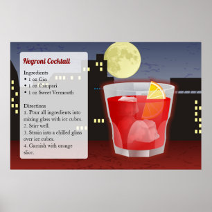 Póster Receta de cóctel Negroni