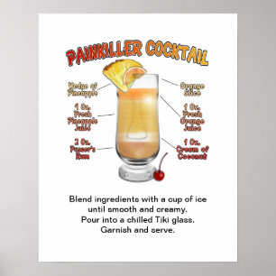Póster Receta de cóctel PAINKILLER Art 16"x20"