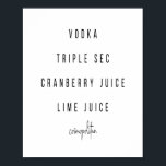 Póster Receta de cócteles cosmopolita<br><div class="desc">Receta de cócteles cosmopolita</div>