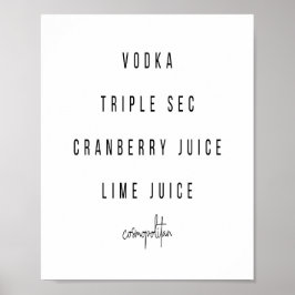Póster Receta de cócteles cosmopolita