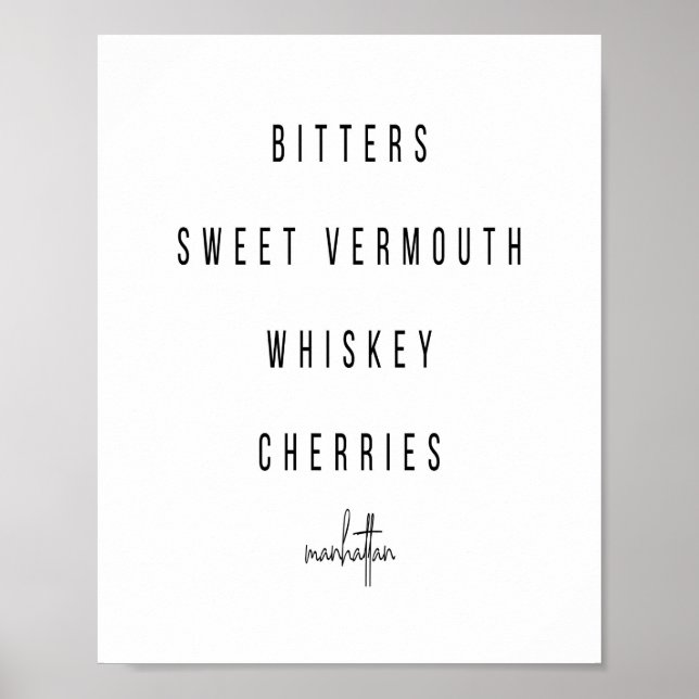 Póster Receta de cócteles de Manhattan (Frente)
