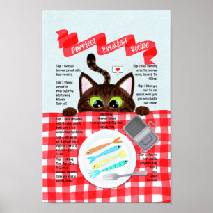 Póster Receta de Desayuno de Gato de Tabby