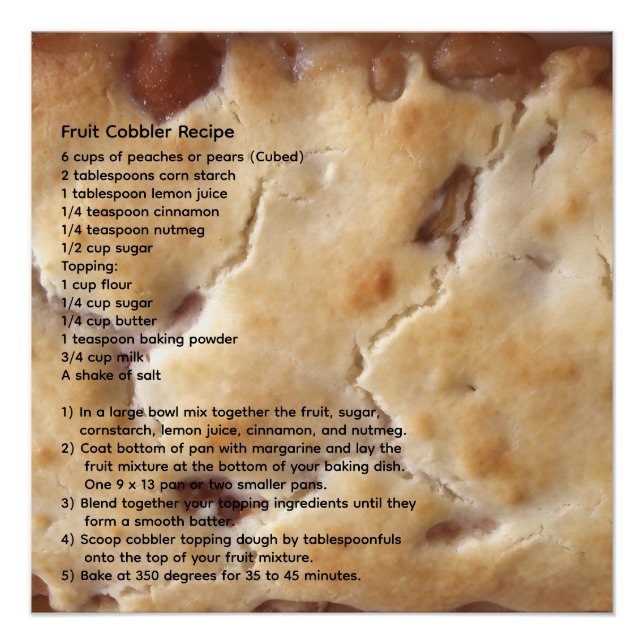 Póster Receta de Fruit Cobbler (Anverso)