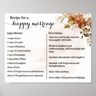 Póster Receta de otoño para un regalo de matrimonio feliz