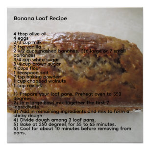 Póster Receta de pan bananero