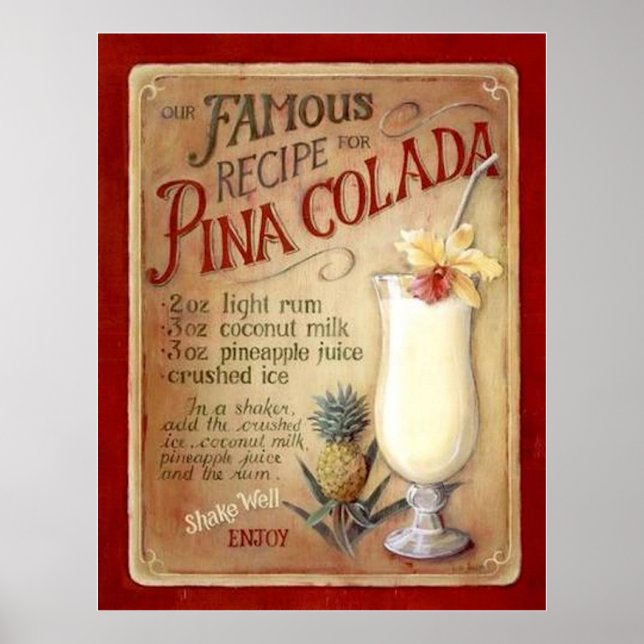 Póster Receta de Pina Colada (Frente)