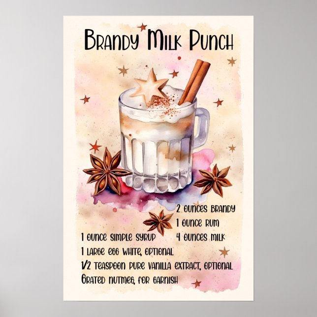 Póster Receta de ponche de leche con brandy para la fiest (Frente)