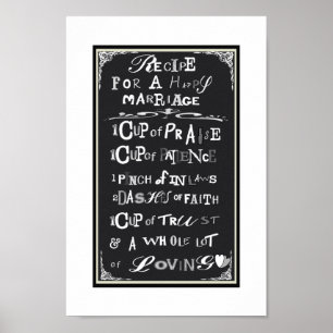 Póster Receta de regalo Boda ideal para el matrimonio fel