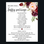 Póster Receta de regata de ducha feliz marsala de regalo<br><div class="desc">Haga clic en "Editar diseño" para personalizar o modificar el diseño (cambiar la redacción,  el color del tipo de letra,  el estilo de letra). ** Por favor,  vea la colección completa para ver la invitación coincidente,  juegos de ducha de novia,  etiquetas y signos disponibles**</div>