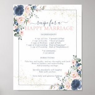 Póster Receta de Rosa Polvo Azul para un Matrimonio Feliz