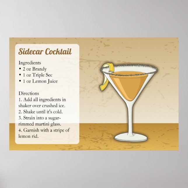 Póster Receta de Sidecar (Frente)
