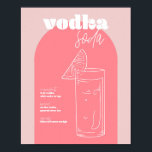 Póster Receta de Vodka Soda inspirada en retro de cosecha<br><div class="desc">Receta de Vodka Soda inspirada en retro vintage rosa y rosa oscuro</div>