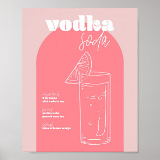 Póster Receta de Vodka Soda inspirada en retro de cosecha