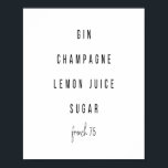 Póster Receta francesa de cóctel 75<br><div class="desc">Receta francesa de cóctel 75</div>