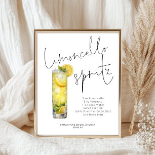 Póster Receta moderna de Limoncello Spritz Rótulo de duch