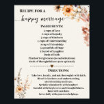 Póster Receta para el matrimonio feliz flores silvestres<br><div class="desc">Haga clic en "Editar diseño" para personalizar o modificar el diseño (cambiar la redacción,  el color del tipo de letra,  el estilo de letra). ** Por favor,  vea la colección completa para ver la invitación coincidente,  juegos de ducha de novia,  etiquetas y signos disponibles**</div>