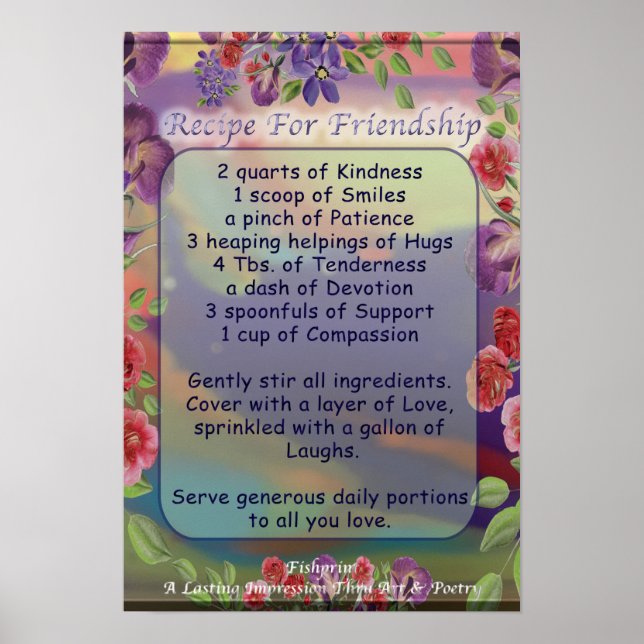 Póster Receta para el Poster de Amistad (Frente)