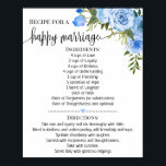 Póster Receta para matrimonio feliz regalo de ducha azul<br><div class="desc">Haga clic en "Editar diseño" para personalizar o modificar el diseño (cambiar la redacción,  el color del tipo de letra,  el estilo de letra). ** Por favor,  vea la colección completa para ver la invitación coincidente,  juegos de ducha de novia,  etiquetas y signos disponibles**</div>