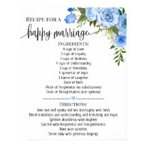 Receta para matrimonio feliz regalo de ducha azul