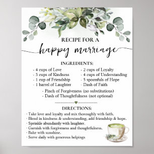 Póster Receta para regalo de boda de Matcha para una feli