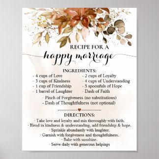 Póster Receta para regalo de boda feliz de otoño