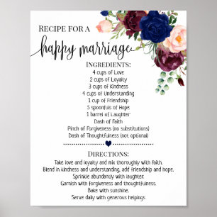 Póster Receta para regalo de ducha de boda de matrimonio 