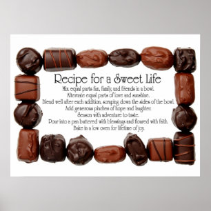 Póster Receta para un marco dulce del caramelo de la vida