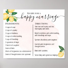Póster Receta Para Un Matrimonio Feliz De Lemones Recién