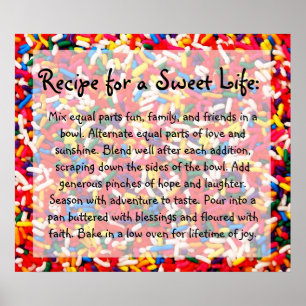 Póster Receta para un poster dulce de la vida