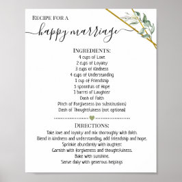 Póster Receta para un regalo feliz de la ducha de matrimo