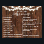Póster Receta para un Rótulo matrimonial feliz Boda occid<br><div class="desc">Haga clic en "Editar diseño" para personalizar o modificar el diseño (color de fuente,  estilo de fuente,  mover o quitar elementos *Las palabras de Feliz Matrimonio no son editables pero el color puede cambiarse),  ** Por favor vea la colección completa para los diseños coincidentes disponibles**</div>