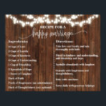 Póster Receta para un Rótulo matrimonial feliz Boda occid<br><div class="desc">Haga clic en "Editar diseño" para personalizar o modificar el diseño (color de fuente,  estilo de fuente,  mover o quitar elementos *Las palabras de Feliz Matrimonio no son editables pero el color puede cambiarse),  ** Por favor vea la colección completa para los diseños coincidentes disponibles**</div>