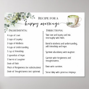 Póster Receta para una boda de Matcha verde feliz