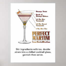 Póster Receta perfecta Martini Cocktail Art "18 x 24"