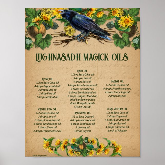 Póster Recetas de ACEITES DE MAGICK LUGHNASADH (Frente)