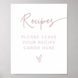 Póster Recetas de Baby Shower Nupcial MARLO Boho Dusty Ro